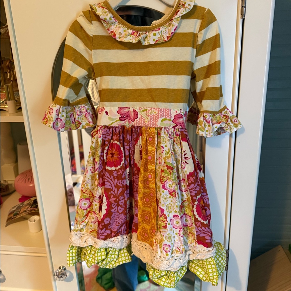 Floral and Striped Kids Dress